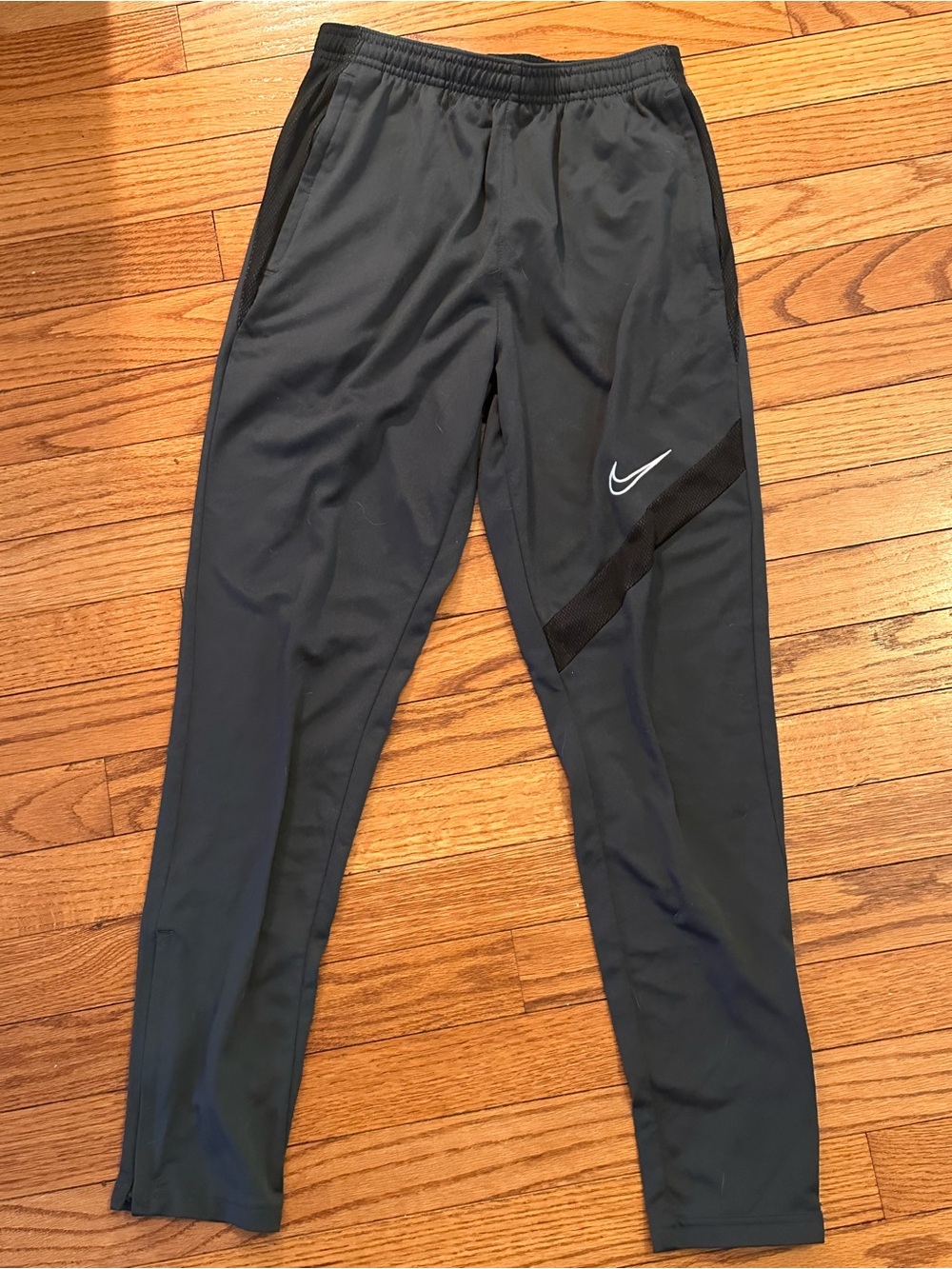 Nike Kids Charcoal Gray Athletic Joggers with White Swoosh